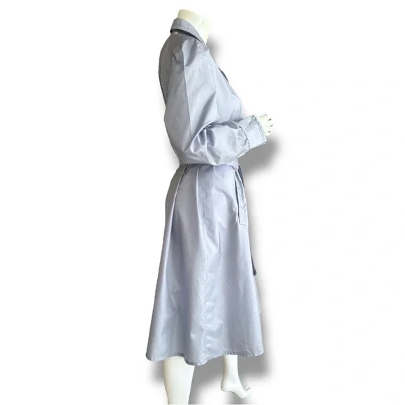 Totes Nylon Ice Blue long Raincoat Trench Coat with Belt, Hood. Women’s Size 10 - Picture 4 of 9